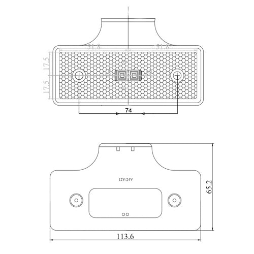 Maypole 12/24V LED Slimline Clear Front Marker Lamp E Approved with mounting bracket MP1686B