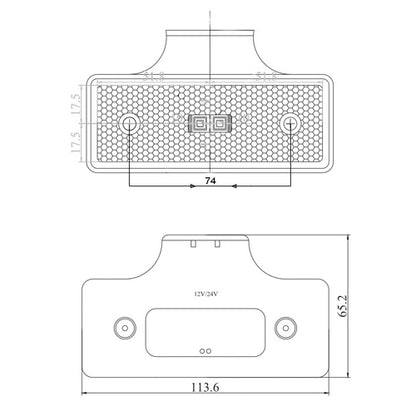 Maypole 12/24V LED Slimline Clear Front Marker Lamp E Approved with mounting bracket MP1686B