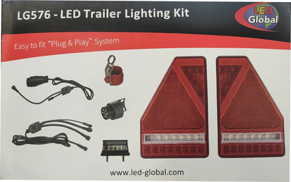 1 Pair Led Multi Function Trailer Caravan Rear Lamps Lights & Cables Plug & Play 9-33V LED Global LG576