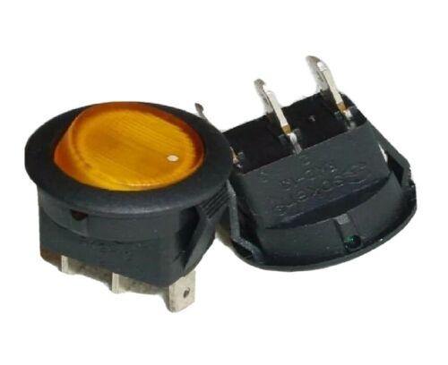 On Off Rocker Switch Amber Orange Round Circular 12V Robinson K721 180598 - Mid-Ulster Rotating Electrics Ltd