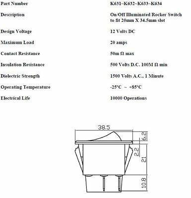 On Off Rocker Switch Twin Circuit Double Pole Rectangle Red 12V Robinson K634 - Mid-Ulster Rotating Electrics Ltd