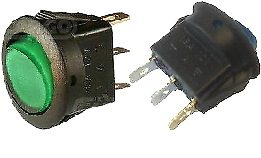 On Off Rocker Switch Green Round Circular 12V Robinson K723 180628 - Mid-Ulster Rotating Electrics Ltd