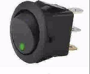 On Off Rocker Switch Round With Green Led 12V Car Dash Robinson K733 - Mid-Ulster Rotating Electrics Ltd