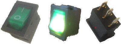 On Off Rocker Switch Mini Green Rectangle Square 12V Robinson K423 - Mid-Ulster Rotating Electrics Ltd