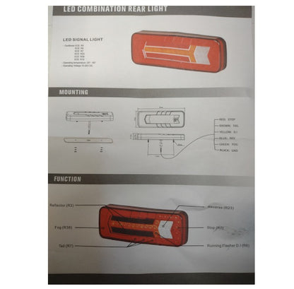 2 x 12v or 24v Led Rear Multi Function Lights with Dynamic Indicator ECE & R10 Approved LED Global LG528