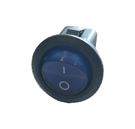 On Off Rocker Switch Blue Round Circular 12V 24V Illuminated Mure Sw.1Blue - Mid-Ulster Rotating Electrics Ltd