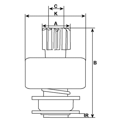 Starter Motor Drive Pinion Bendix Clutch Teeth HC-CARGO Replacing Bosch 9 Tooth 10 Spline SDV38181 139056 - Mid-Ulster Rotating Electrics Ltd