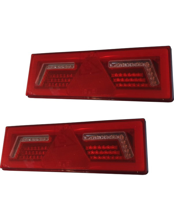 2 x 12v 24v LED REAR LAMPS RECTANGULAR WITH STOP TAIL INDICATOR FOG REVERSE LIGHTS LED GLOBAL LG522 & LG523